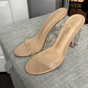 Sexy Clear strappy block heels